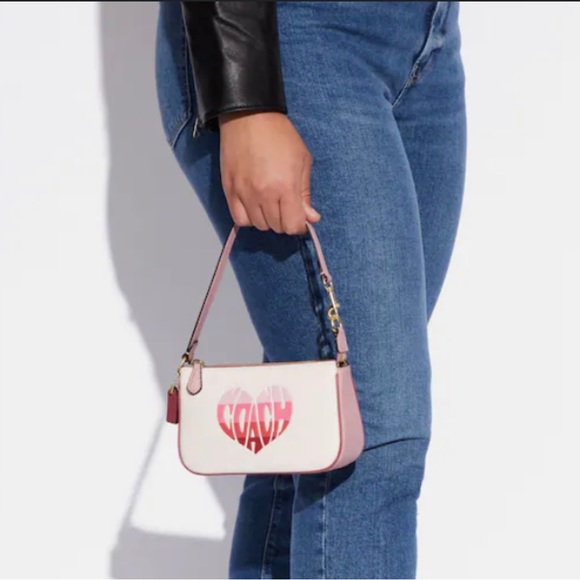 Coach Bags Coach Nolita 9 Wristlet Chalk Leather Stripe Heart Motif